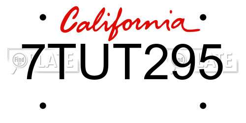 7TUT295 California License Plate