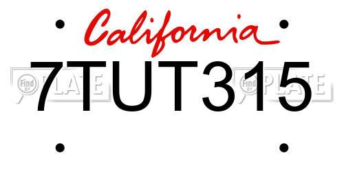 7TUT315 California License Plate