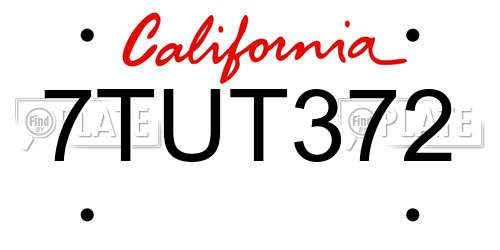 7TUT372 California License Plate