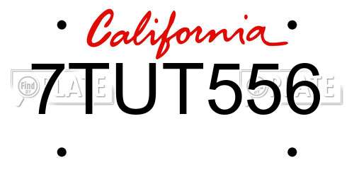 7TUT556 California License Plate