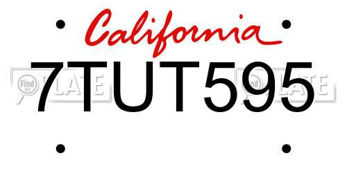 7TUT595 California License Plate