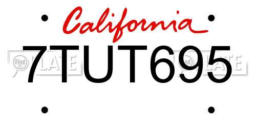 7TUT695 California License Plate