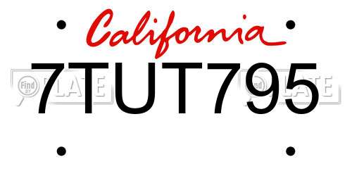 7TUT795 California License Plate