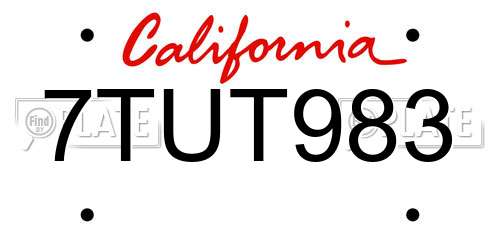 7TUT983 California License Plate