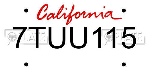 7TUU115 California License Plate
