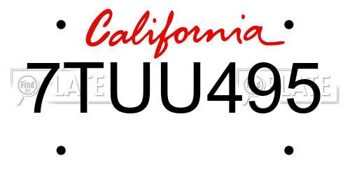 7TUU495 California License Plate