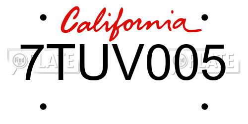 7TUV005 California License Plate