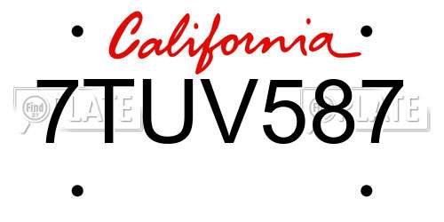 7TUV587 California License Plate