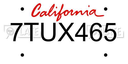 7TUX465 California License Plate