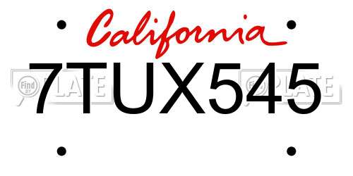 7TUX545 California License Plate
