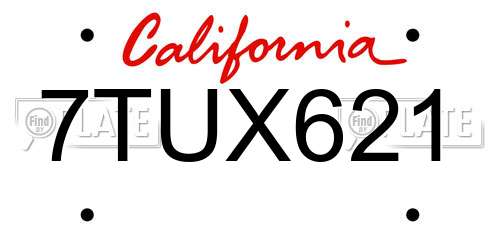 7TUX621 California License Plate