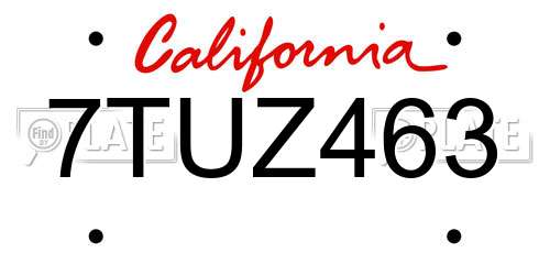 7TUZ463 California License Plate