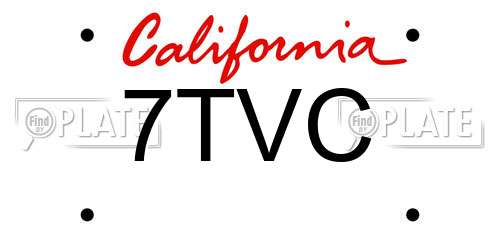 7TVC California License Plate