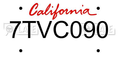 7TVC090 California License Plate