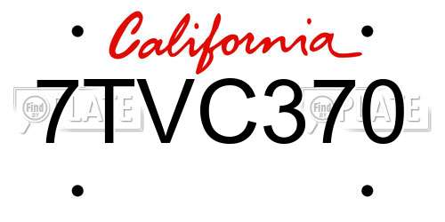 7TVC370 California License Plate