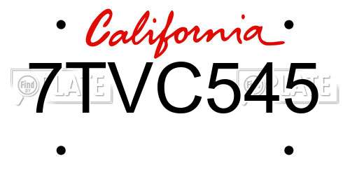 7TVC545 California License Plate