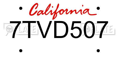 7TVD507 California License Plate