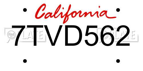 7TVD562 California License Plate