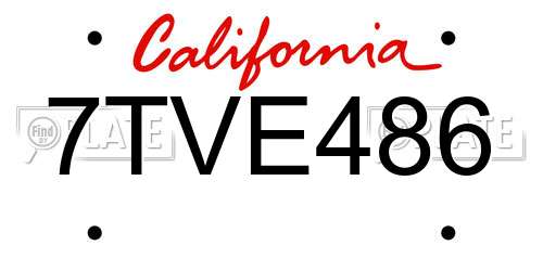 7TVE486 California License Plate
