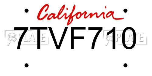 7TVF710 California License Plate