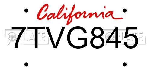 7TVG845 California License Plate