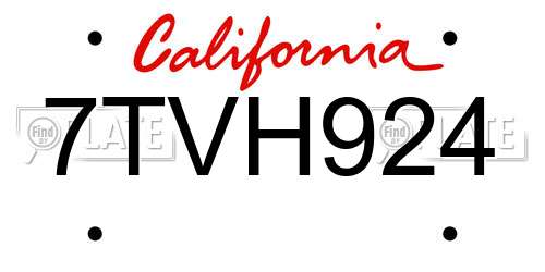 7TVH924 California License Plate