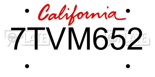 7TVM652 California License Plate