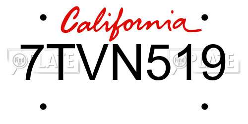 7TVN519 California License Plate
