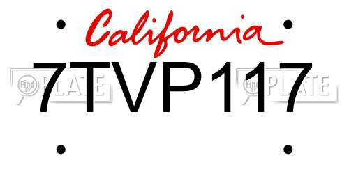 7TVP117 California License Plate