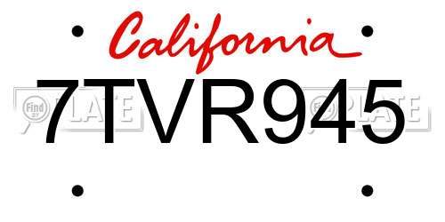 7TVR945 California License Plate