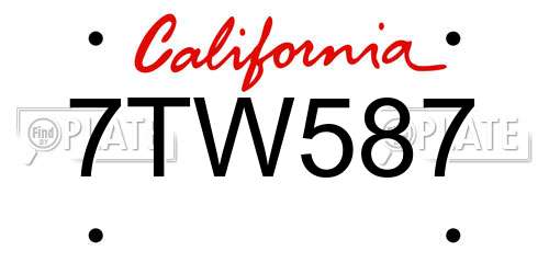 7TW587 California License Plate