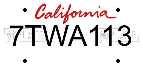 7TWA113 California License Plate