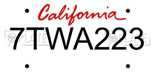 7TWA223 California License Plate
