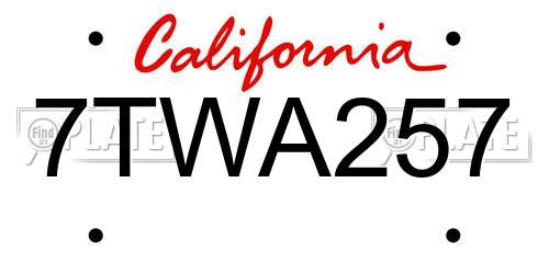 7TWA257 California License Plate