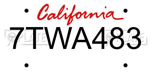 7TWA483 California License Plate