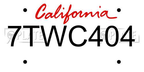7TWC404 California License Plate