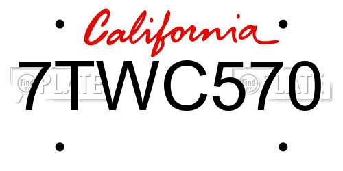 7TWC570 California License Plate