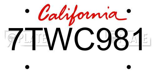 7TWC981 California License Plate