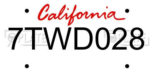 7TWD028 California License Plate