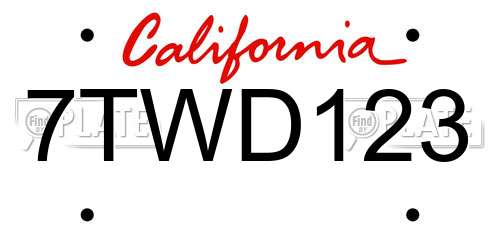 7TWD123 California License Plate