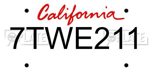 7TWE211 California License Plate