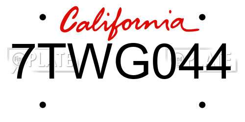 7TWG044 California License Plate