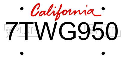 7TWG950 California License Plate