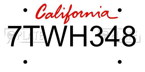 7TWH348 California License Plate