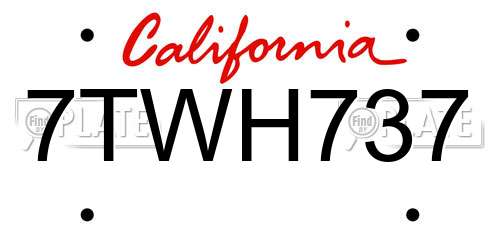 7TWH737 California License Plate