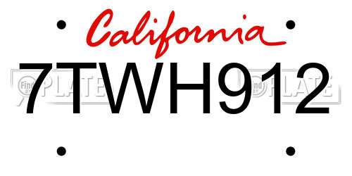 7TWH912 California License Plate