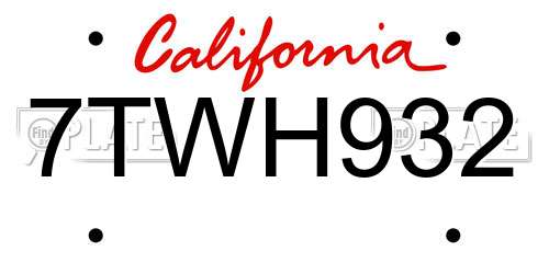 7TWH932 California License Plate
