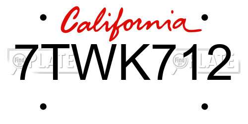 7TWK712 California License Plate