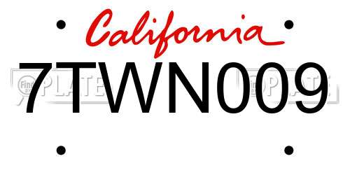7TWN009 California License Plate