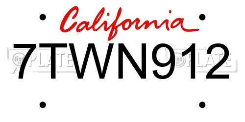 7TWN912 California License Plate